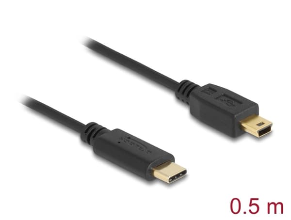 Delock USB-C cable male to USB 2.0 Mini USB-B male 0.5m - Black