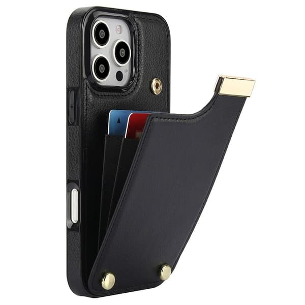 iPhone 16 Pro Max Wallet case in PU Leather - Black