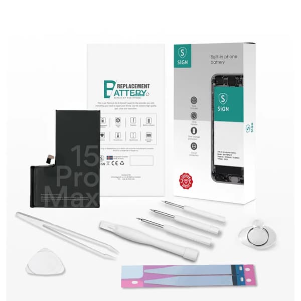 Komplett Kit för Batteribyte - iPhone 15 Pro Max Svart