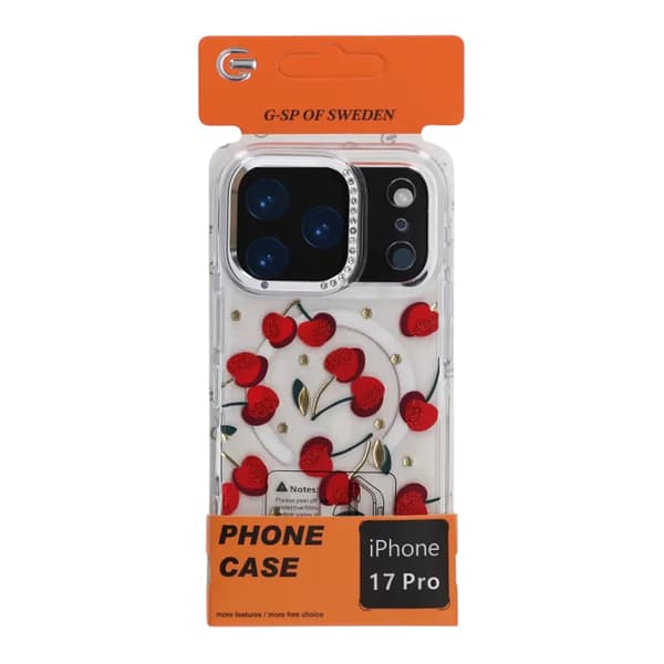 Mobile case Magsafe for iPhone 17 Pro - Transparent with cherry