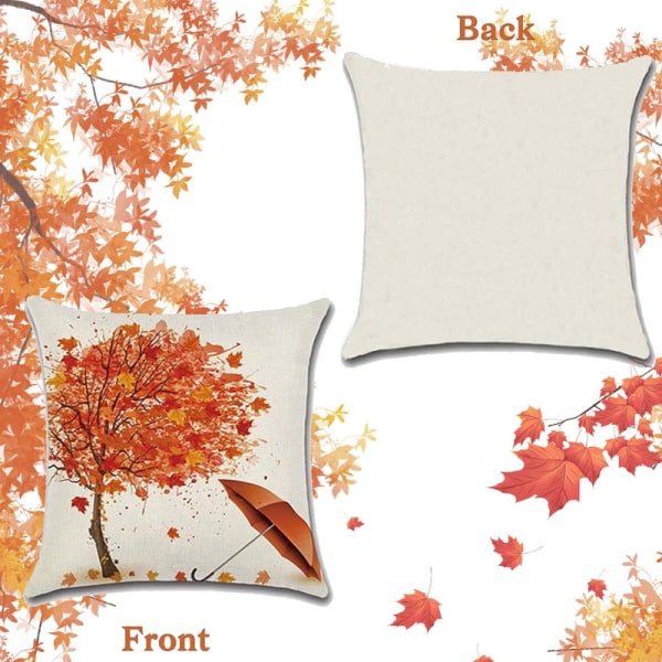 6 Pieces Pillowcase Autumn 45X45Cm Autumn Maple Leaves Style Linen Pillowcase