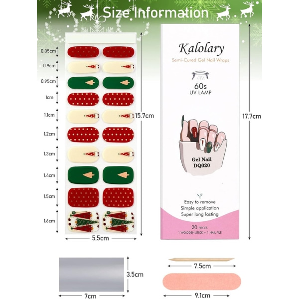 Christmas Semi Cured Gel Nagellack Stickers, 23st Nail Adhesive Wraps