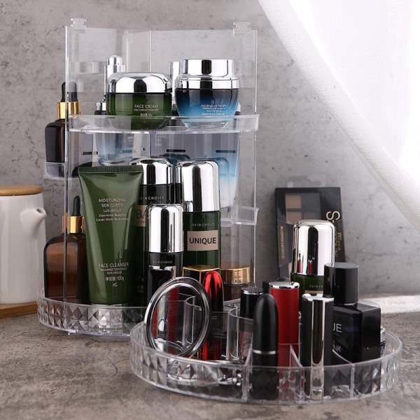 Kosmetisk förvaring 360° svängbar skönhetssminkförvaring Kosmetisk låda