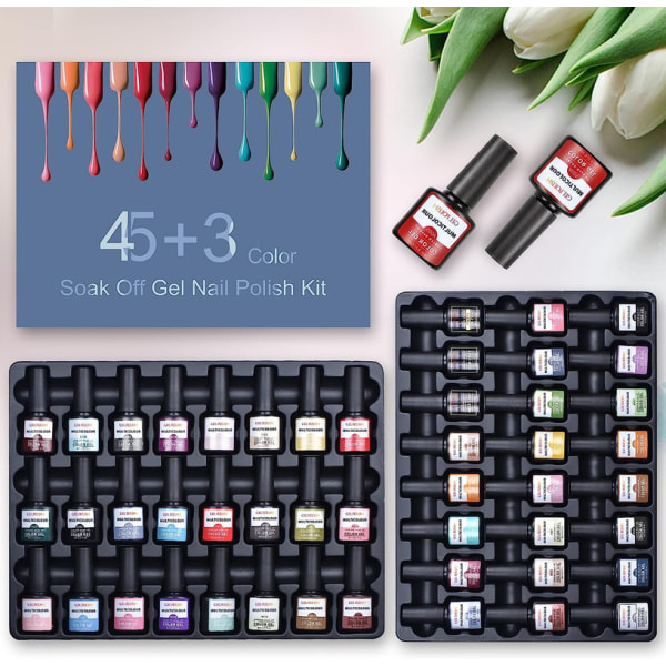 48 delar 8Ml UV Nagellack, Gel Nagellack Set Soak Off UV Gel för Gel Nails Art Nail Design