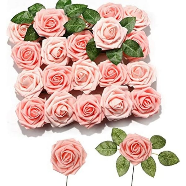 Konstgjorda rosor, 20 delar konstgjorda blommor, konstgjorda blommor, dekorativa blommor (lila)