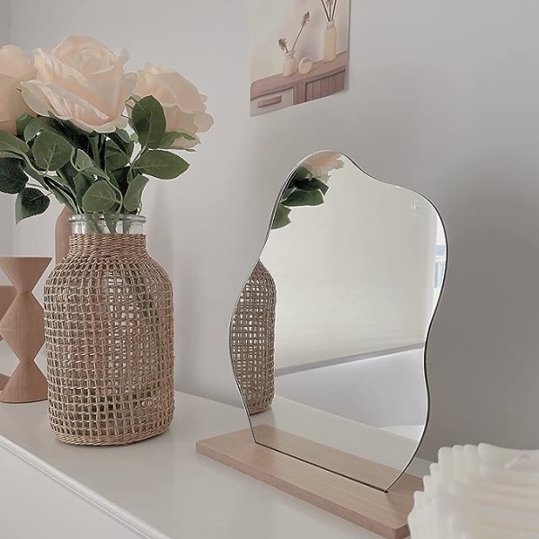 Sminkspegel i akryl utan ram, dekorativ spegel för sminkbord,