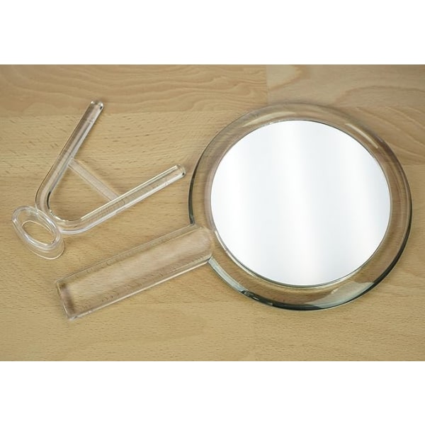 Ädel hand- och stående spegel med handtag: Ädel resespegel inklusive avtagbart stativ