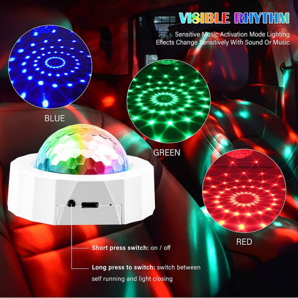 Mini Disco Ball Light, 2 delar Disco Light, Party Light, Ljudaktiverad Disco Ball 3 färger RGB