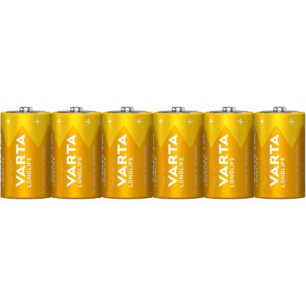 Longlife D (LR20) är ett alkaliskt batteri i 6-pack