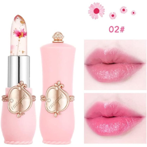 3 delar Crystal Flower Gel Läppstift Set Magic Temperature Change Lip Gloss