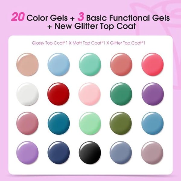 UV-nagellack set, 24 delar gel nagellack vit röd lila grön blå rosa färg gel naglar