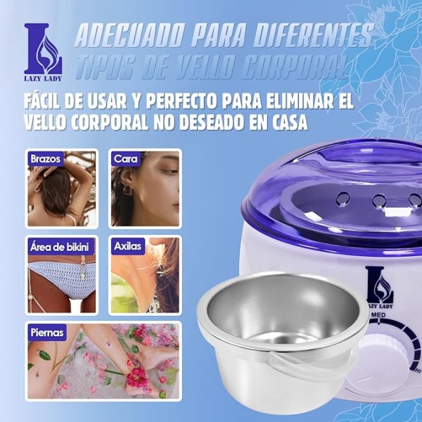 Elektrisk vaxvärmare för professionell hårborttagning - 500 ml (violett)