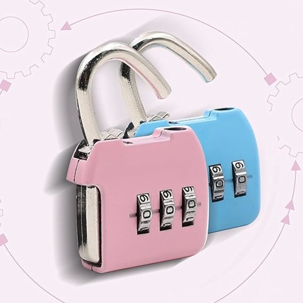 2pcs Padlock, 3-Digit Alloy Combination Lock for Luggage Backpack