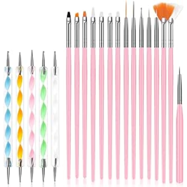Set, 20 bitar Nail Design Pens pensel,