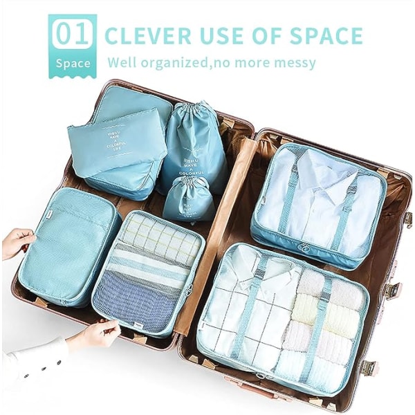 Travel Operator 8 Pieces Travel Packaging Packing Cube for Travel Waterproof Polyester Storage Baggage