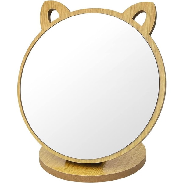 Sminkspegel, liten spegel, kreativ kattöronform, justerbar vinkel