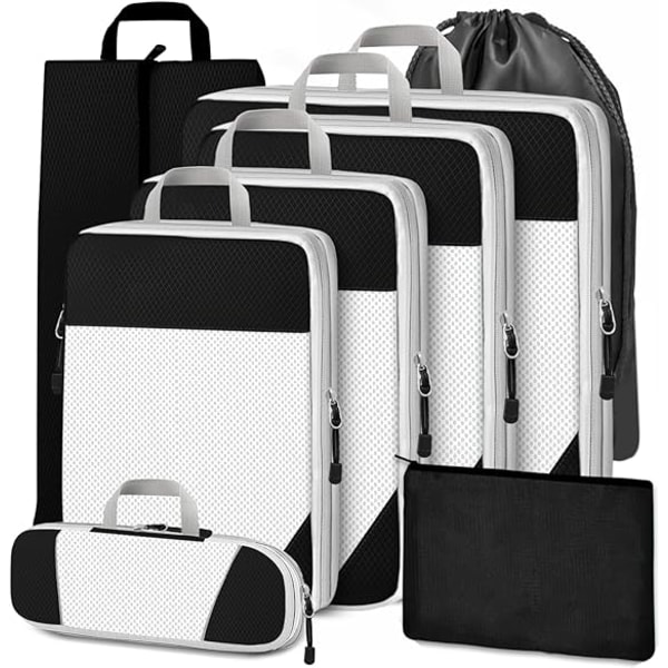 8 Pieces Unorganizer Travel Bag (Black)
