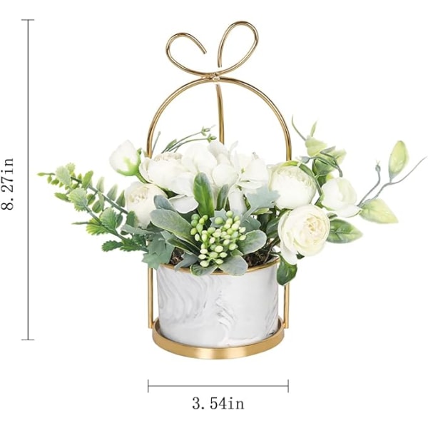 artificial flowers in the pot, imitation decoration artificial flowers like real fake hydrangea silk flowers
