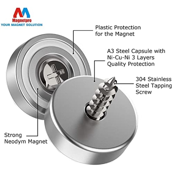 Magnetpro 12 stycken magneter 7 kg kraft 16 x 5 mm