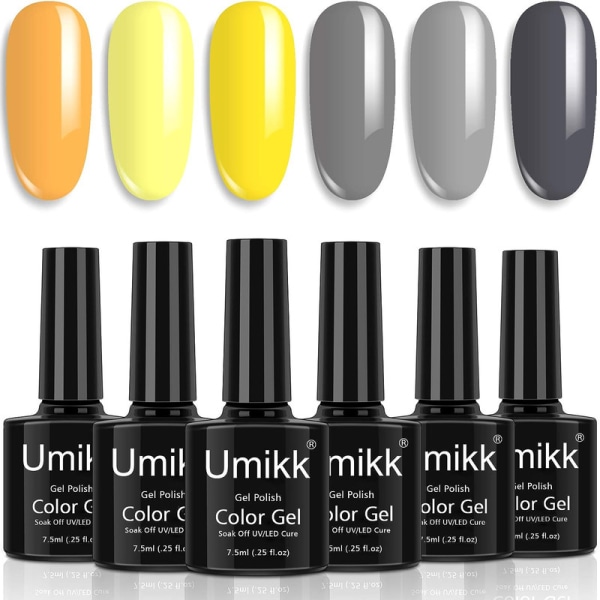 Gel Nagellack Ultimate Grey Illuminating Yellow Set Färg på 10 ml Soak