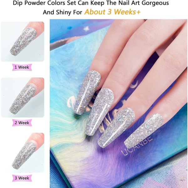 Dipping Powder Nails Set, 12 Colors Clear White Dip