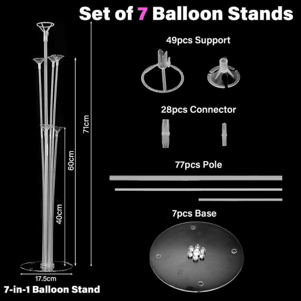 7 Pieces Balloon Stand,Vorhot Balloon Stand,3 Tier Transparent Balloon Holder Set