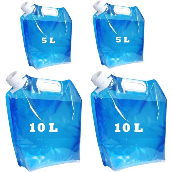 4 delar hopfällbar vattenbehållare, dricksvattenbehållare hopfällbar (2 x 5 L + 2 x 10 L)