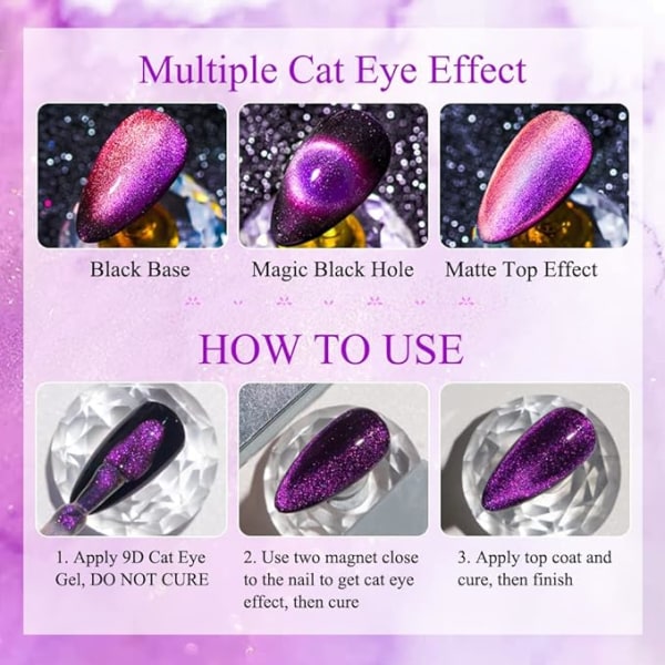 9D Cat Eye Polish Chameleon Gel Nail Polish Purple Red Gel with Magnet Polish Gels Nail Art 10ml*1 Soak-Off UV LED Shining Gel