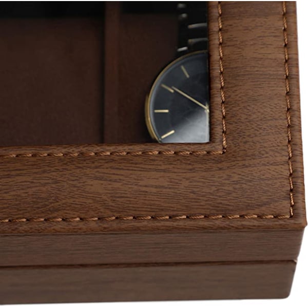 Klocklåda för 6 klockor, klocklåda med glaslock 11,2 x 30 x 8 cm,