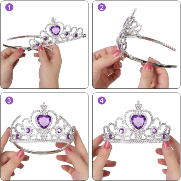 Princess Kostymer 8 delar Princess Crown Presenthandskar Wand Halsband Ring Örhängen för 3-9 år