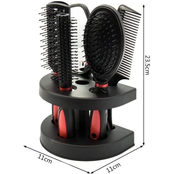 Set med 5 hårborstar med spegel, icke-dragande hårborste för kvinnor, män och barn,