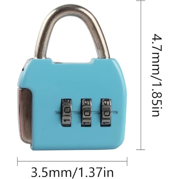 2pcs Padlock, 3-Digit Alloy Combination Lock for Luggage Backpack