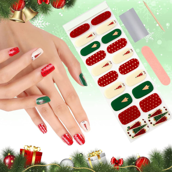Christmas Semi Cured Gel Nagellack Stickers, 23st Nail Adhesive Wraps