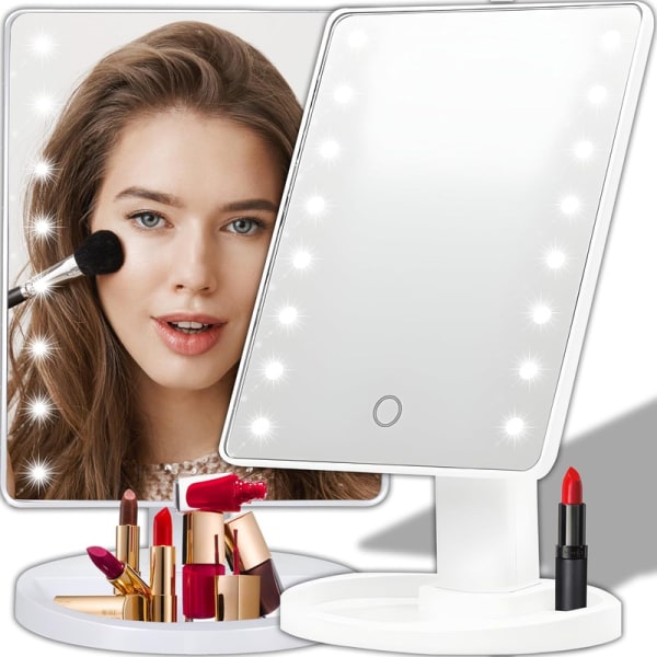 Vridbar sminkspegel, LED-belysning, sminkspegel,för hem och resor,