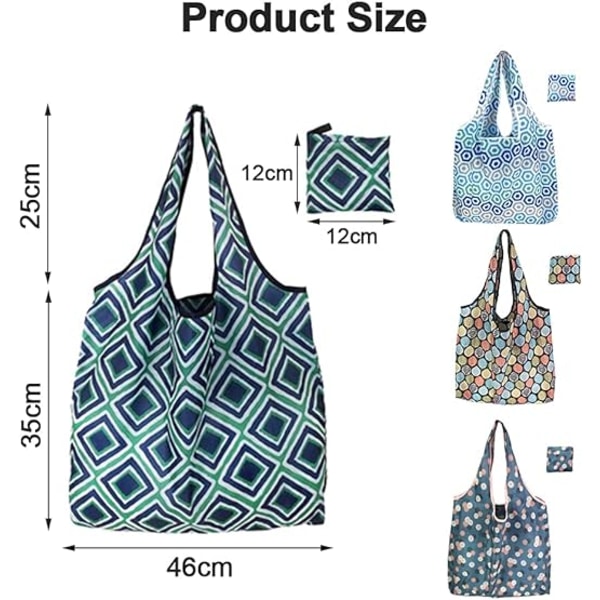 Foldable Shopping Bag,4 Pcs Reusable Shopping Tote Foldable Shopping Bag Large Reusable Bag Portable Shopping Bag for Daily Use, multi-colord