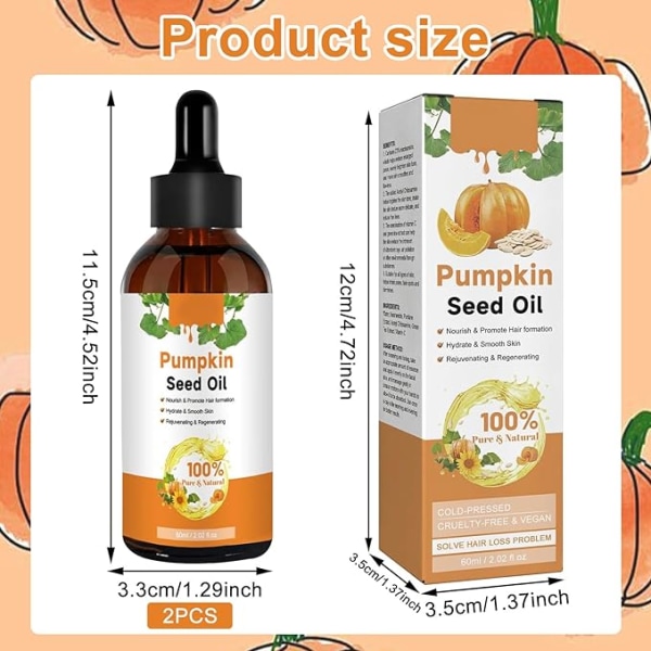 2 Pieces Pumpkin Seed Oil for Hair 60ml Pumpkin Seed Oil Pumpkin Seed Oil for Hair Growth 100% Pure