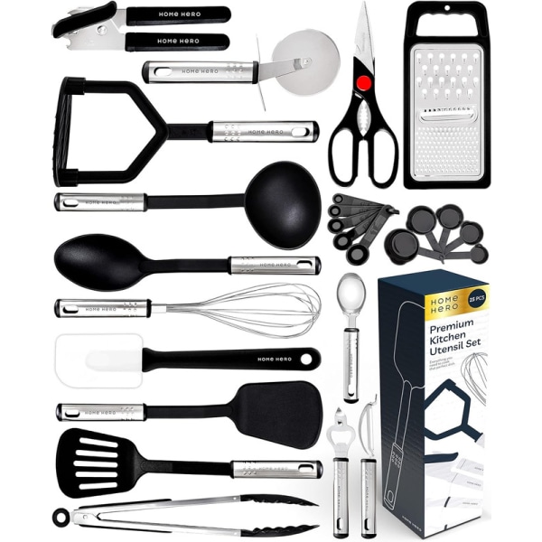 25 delar köksredskap set - Nylon köksredskap set och rostfritt stål