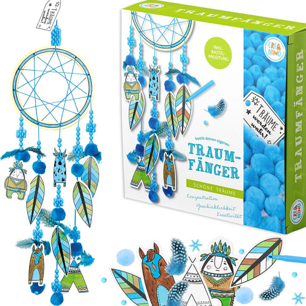 Kids Craft Set Dream Catcher (blå) Dream Catcher för barn att göra DIY med målningspennor