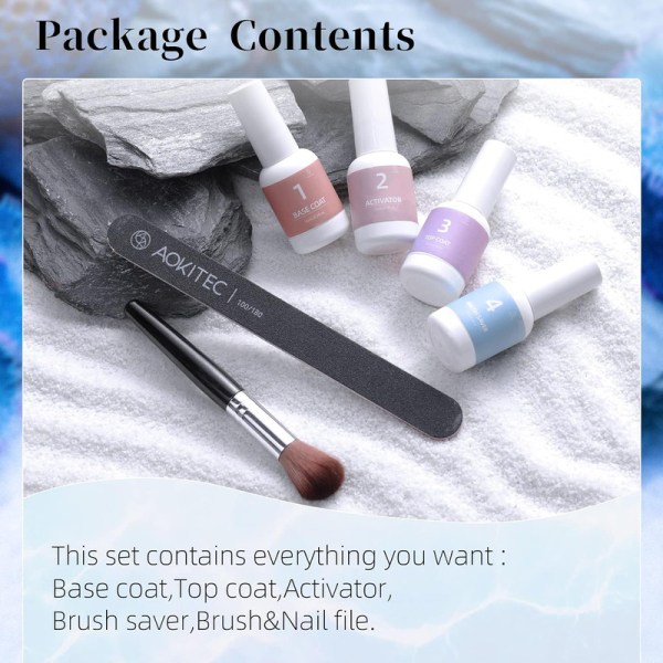 Dipping Powder Nails Set, Aokitec 14Pcs Dip Powder Nail Starter Kit 8 Colors Dipping