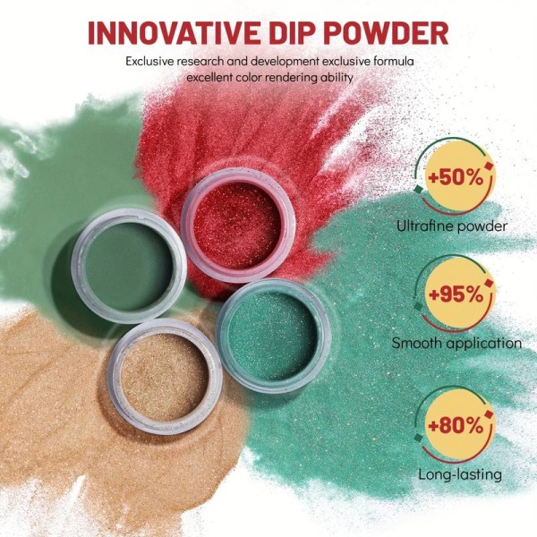 8 färger jul DIY Nail Dip Powder Kit -