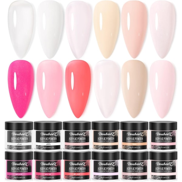 12 Colors Acrylic Nail Set Professional Polymer for 3D French Nail