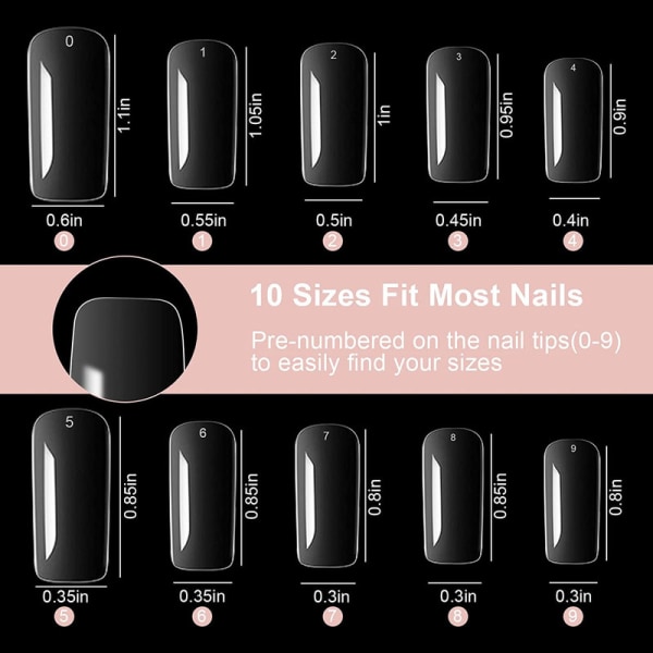 Nagelspetsar, set med 500 stycken konstgjorda naglar med nagelfilar