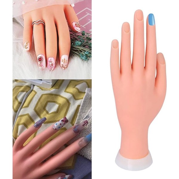 Nagelhand övningsmodell rörliga falska fingrar, återanvändbar för akrylnaglar för nagelkonst övning manikyrövning