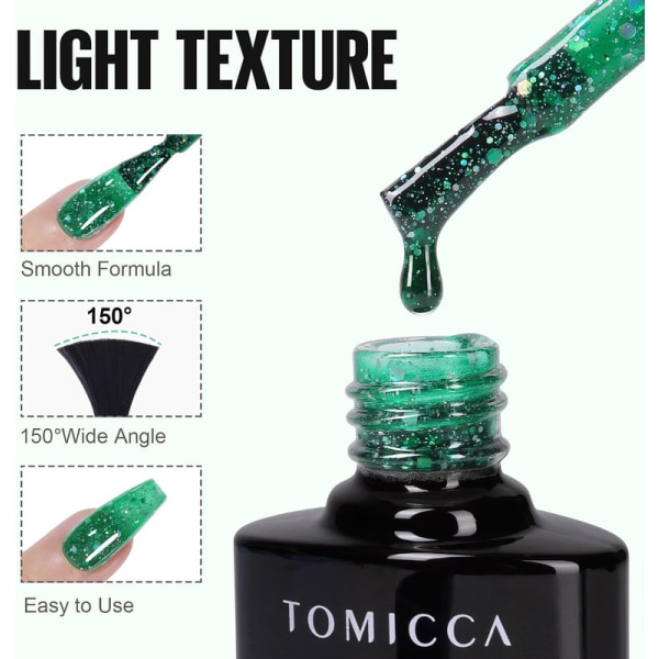 UV-nagellack Teal Glitter Set, 6 färger höstglitter Gel nagellack 10ml