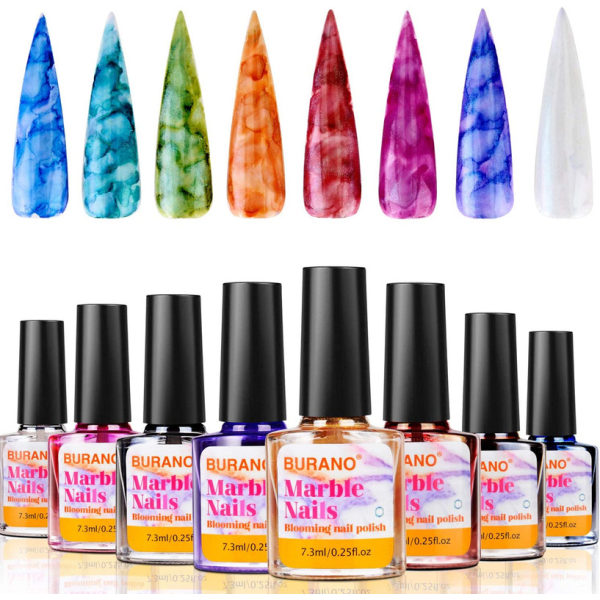 Marmor Nagellack, Blooming Gel Nagellack Glitter Effect Shades Nail Set 8 Colors