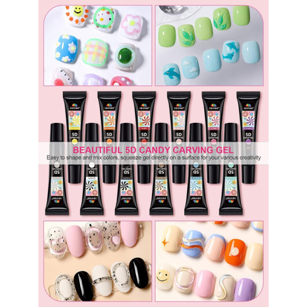 5D Solid Pudding Gel Polish, EBANKU multifunktions Candy Jelly Nail Art Paint 12 färger
