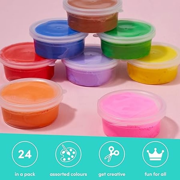 24 Tubs med Studsande Slime/Kitt - Blandade Färger