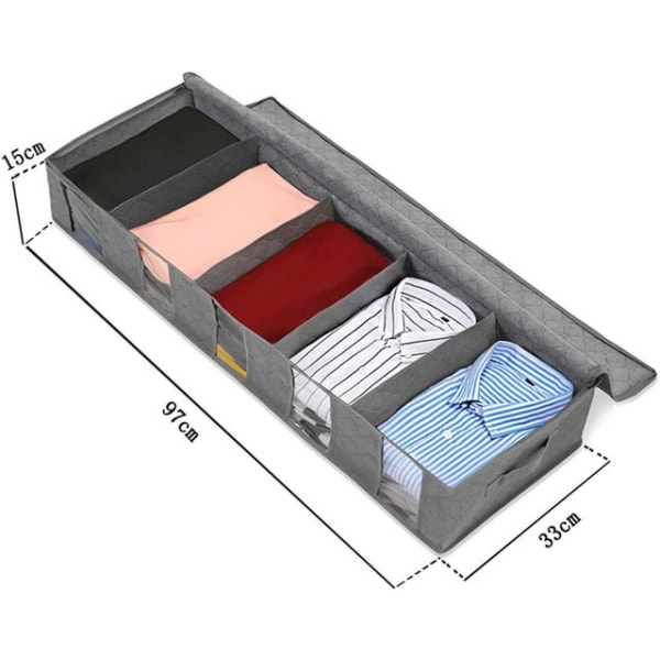 2st Underbäddsförvaringsväska för Kläder Skor Filtar Grå
