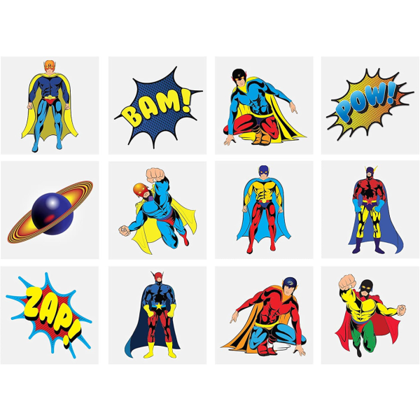 24 barn Superhjältetatueringar Flerfärgad