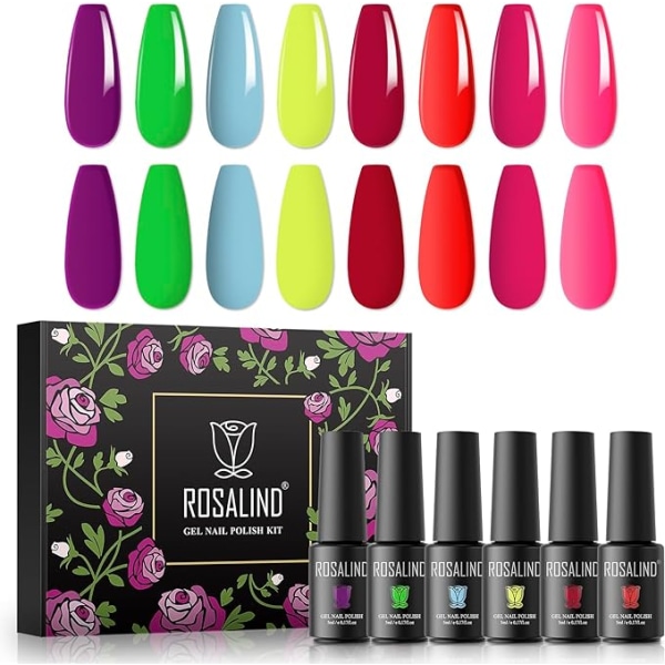 Gel Nail Polish, Summer Colors Red Pink Pink Red Yellow Green Blue Purple Color, 5ML Gel Polish Set, UV